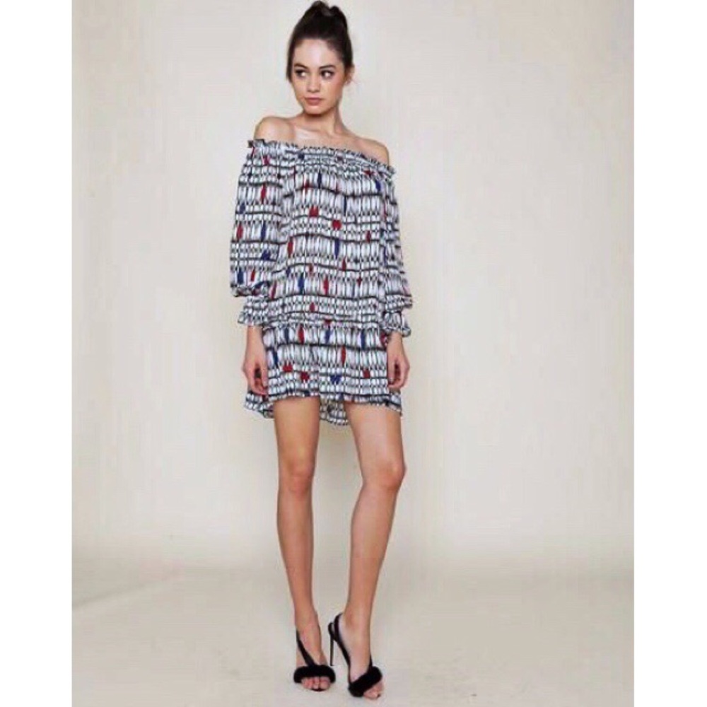 Stone Cold Fox Lily Kloss Print Off Shoulder Dress